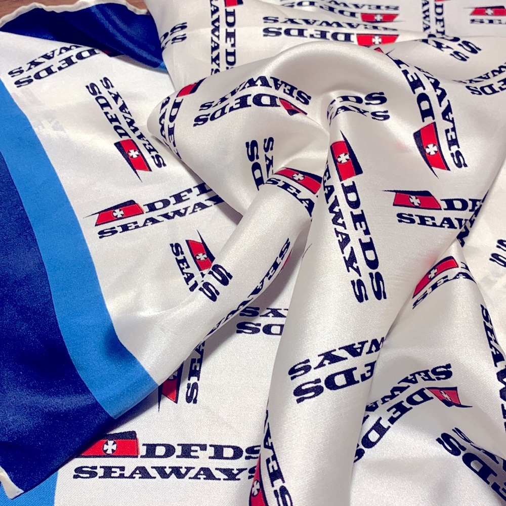 💗 Vintage DFDS Seaway Nautical Silk Scarf